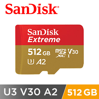 ★新規每秒190MB★SanDisk Extreme microSDXC UHS-I (V30)(A2)512GB 記憶卡 (公司貨) 190MB/s