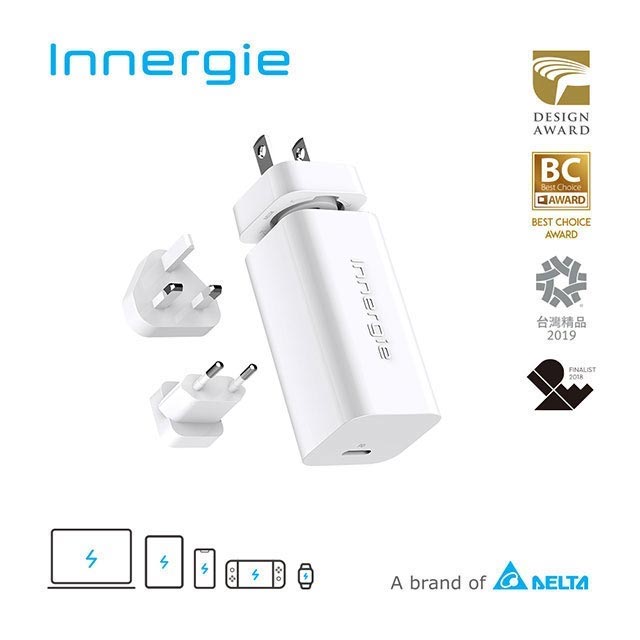 Innergie PowerGear™ 60C / 60瓦 USB-C 筆電充電器 (國際版)