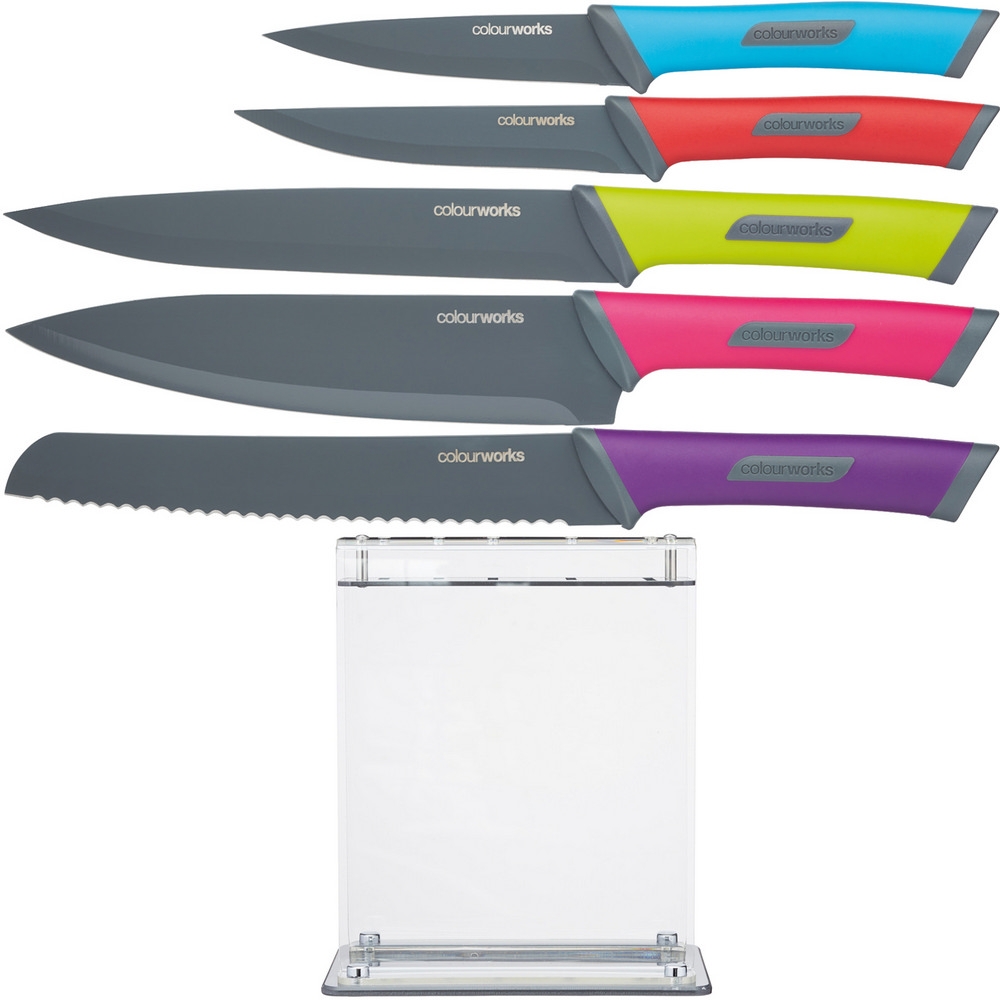 KitchenCraft Colourworks刀座+刀具5件