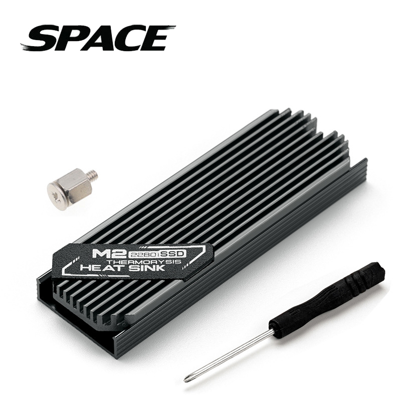 SPACE 強勁散熱鋁合金 M.2 2280 PCIe Nvme SSD散熱片-灰色