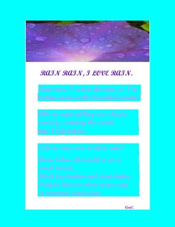 RAIN RAIN, I SO LOVE RAIN - A Poem. Written by SHEILA BER.