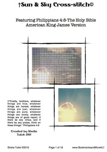 Sun & Sky Cross-stitch Featuring Philippians 4:8