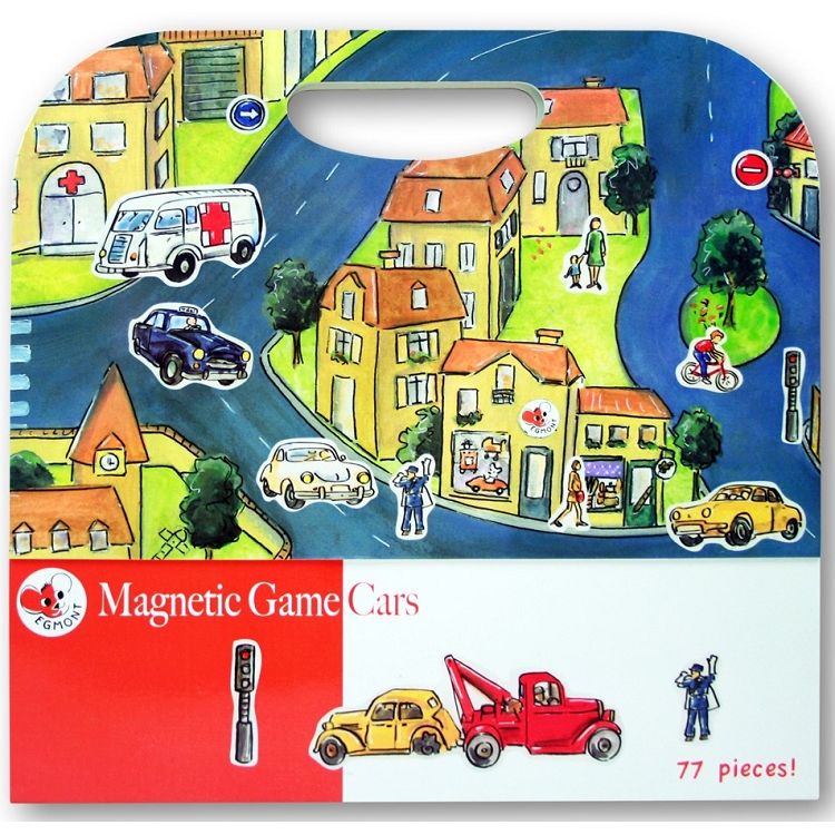 比利時 Egmont Toys 艾格蒙繪本風遊戲磁貼書：車車方城