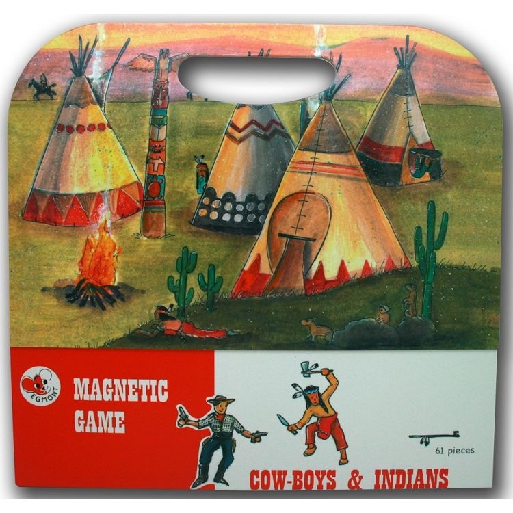 比利時 Egmont Toys 艾格蒙繪本風遊戲磁貼書：牛仔與印地安人