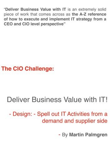 The CIO Challenge: Deliver Business Value with IT! – Design: Spell out IT Activities from a demand and supplier side