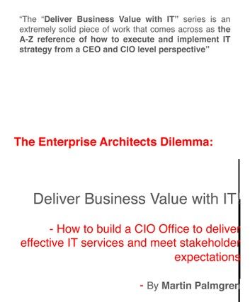 The enterprise architects Dilemma: Deliver business value with IT! – How to build a CIO office to deliver effective IT services and meet stakeholder expectations