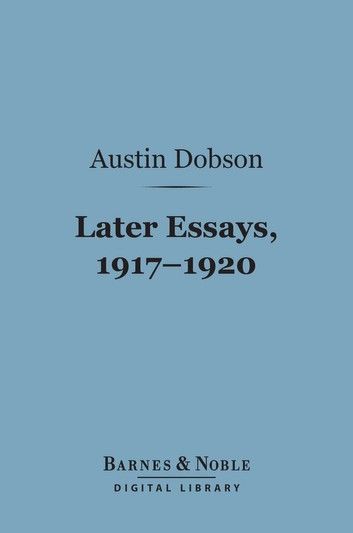 Later Essays, 1917-1920 (Barnes & Noble Digital Library)