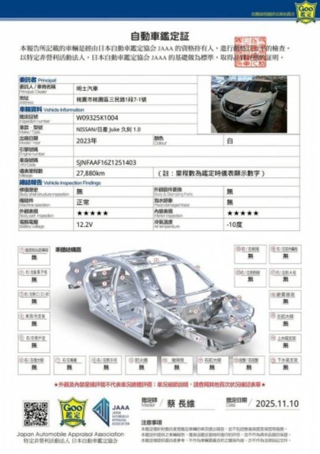 日產 JUKE 2023年 1.0 白 8593  第8張相片