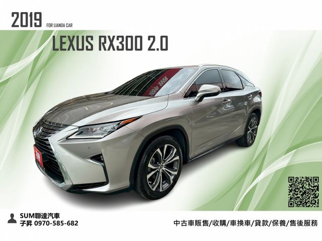 2019 頂級版 RX300 2.0 超低里程 僅行駛5萬多公里 市場稀有 可全額貸款 可線上視訊賞車  第1張相片