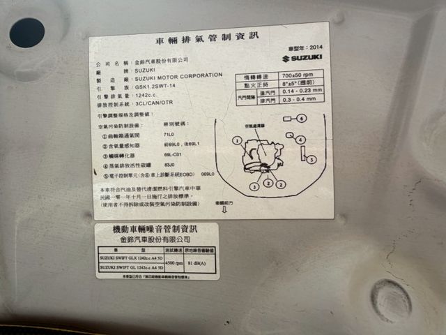 2014 SUZUKI SWIFT/倒車顯影/免鑰匙啟動/恆溫空調/摸門/定速/恆溫空調  第14張相片