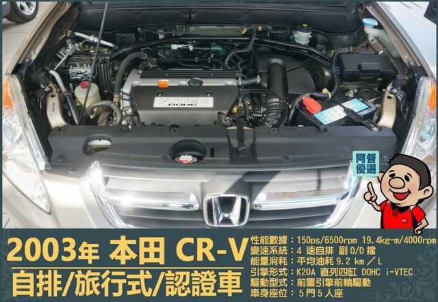 2003本田CR-V│5人座│客貨車│旅行式│超低里程│一年僅跑不到四千五百公里│全車系第三方認證│全宇宙唯一不沒收訂金  第18張相片