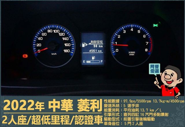 2022年菱利│2人座│超低里程│一年僅跑不到一千六百公里│新車保固中│倒車顯影│全車系第三方認證│全宇宙唯一不沒收訂金  第12張相片