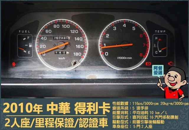 2010年 中華得利卡│2人座貨車│現況交車│保證里程│實車在店｜冷氣正常│備胎│全宇宙唯一不沒收訂金│阿督嚴選貨車首選  第13張相片
