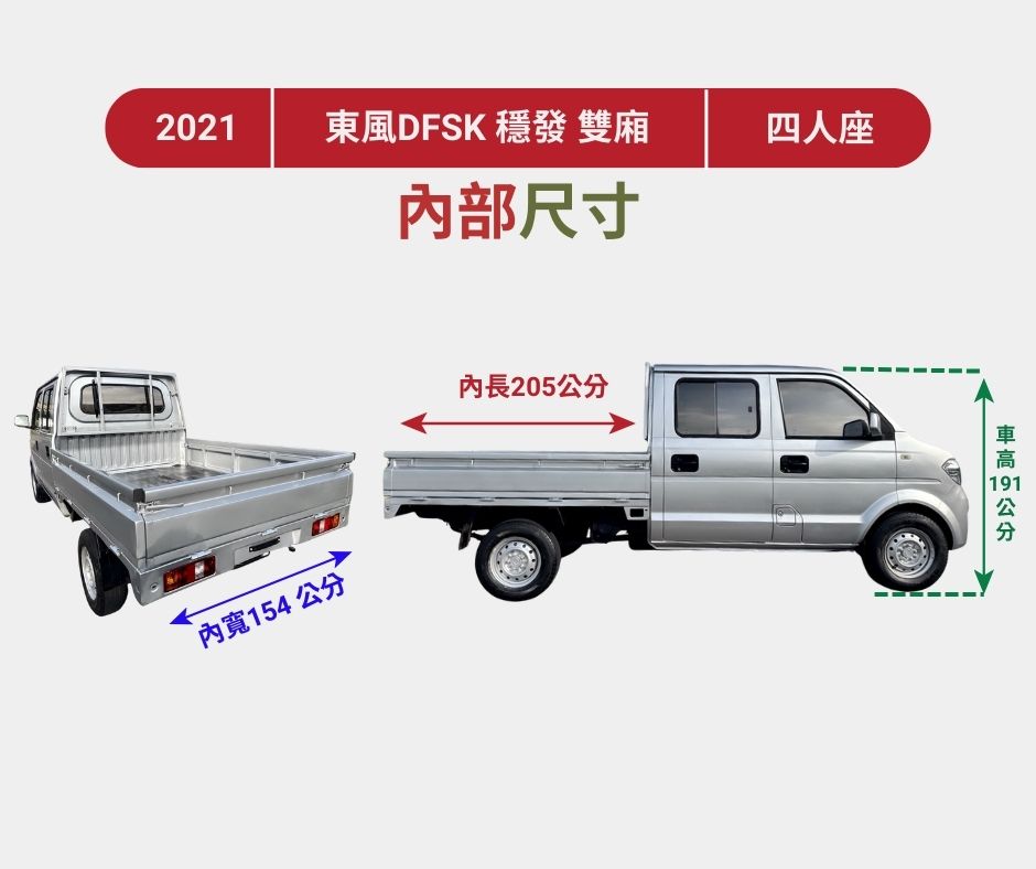 2021年 東風穩發 <雙廂> 貨車  安裝免踩離合器系統+超低里程  四人座~載人載貨一次完美搞定  經濟實用客商兩用貨車優質首選  第20張相片