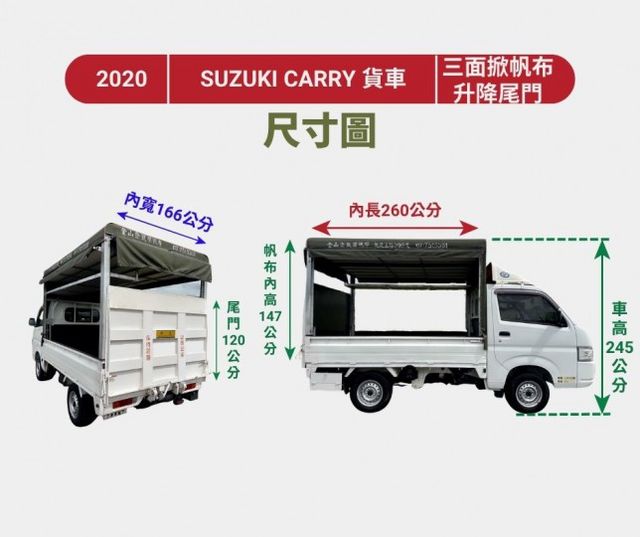 加高三面掀帆布+120cm升降尾門  同級貨車最小迴轉半徑~靈活操控  耐載~耐用~耐操~貨斗載貨空間大  第20張相片