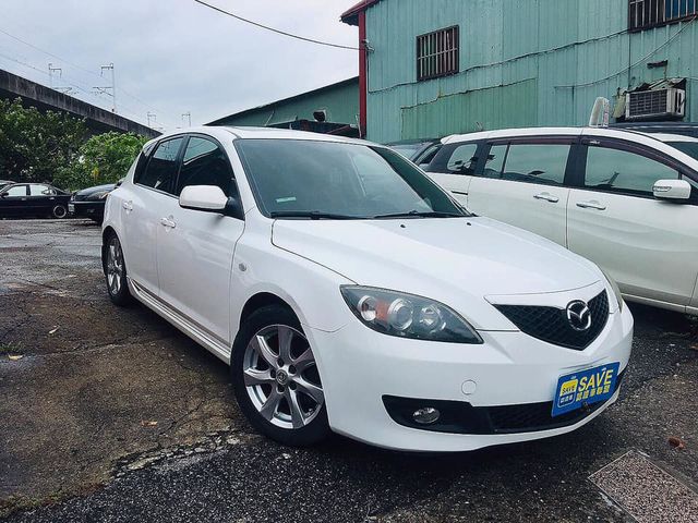 07年MAZDA3 2.0s日規五門原裝進口 珍珠白 天窗 防滑 恆溫 6安 改裝避震 底盤扎實 全額貸款實施中  第1張相片