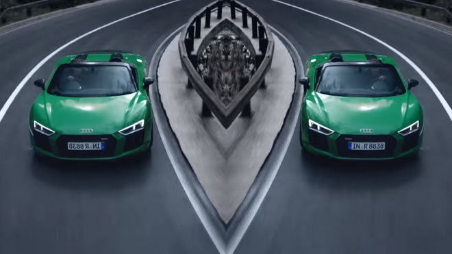 趣味廣告：讓人有點眼花的Audi R8 Spyder V10 plus