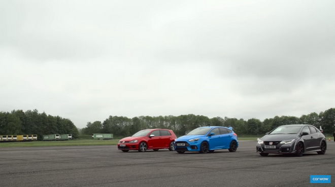 Ford Focus RS、Honda Civic Type R、VW Golf R集評