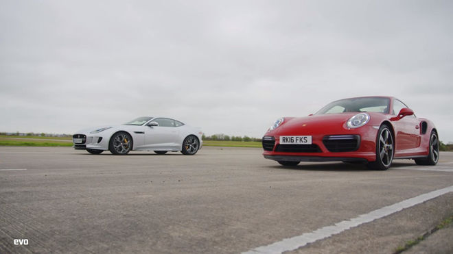 [影片]AWD Jaguar F-Type直線加速贏的了Porsche 911 Turbo S嗎?