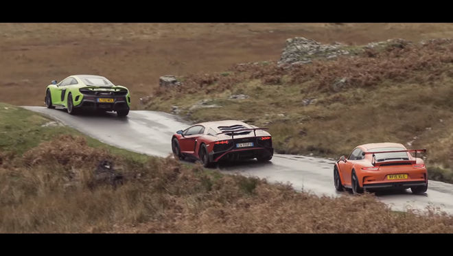 [影片] 夢幻的組合，911 GT3 RS 與 Aventador SV 和 675LT 穿梭於山道原野間