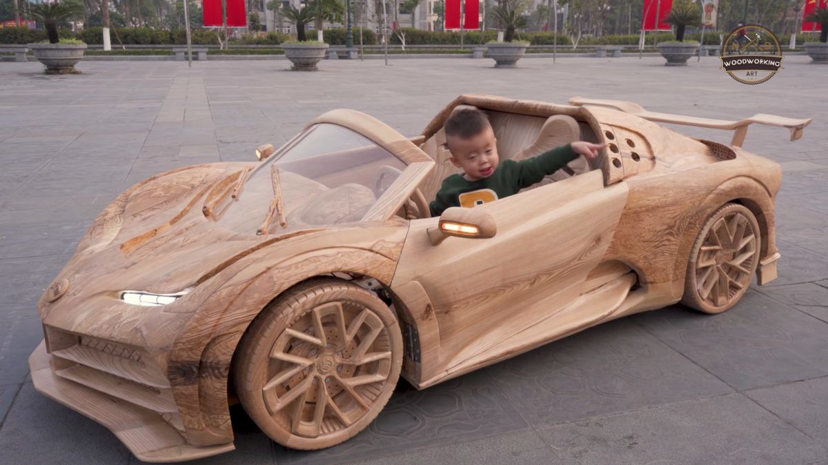 全球限量10輛的Bugatti Centodieci，他DIY了一輛木頭特仕版！