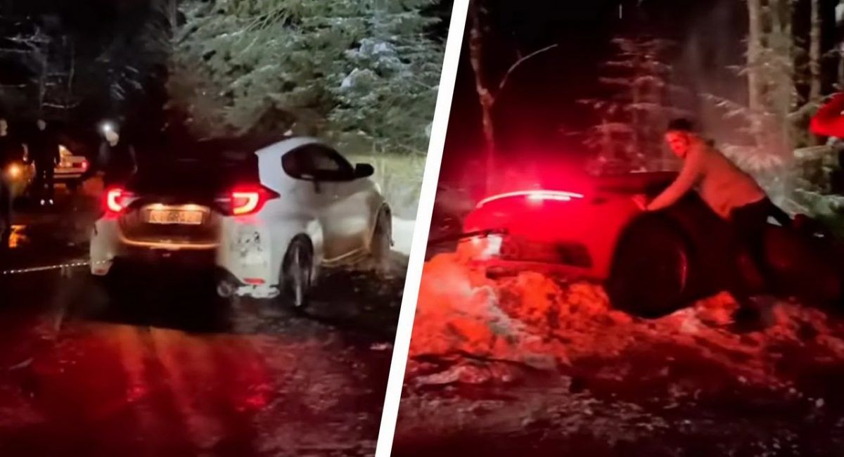 鴨霸王 GR Yaris：漂移失敗衝進雪溝的911 讓我來救你吧~~~ [影片]