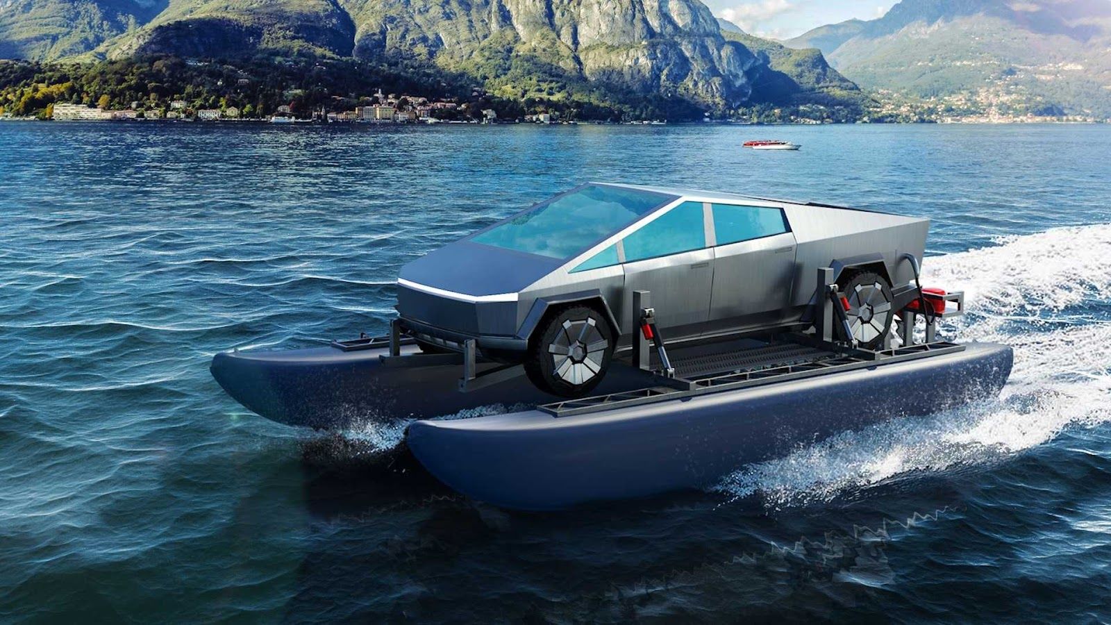 Tesla Cybertruck 竟能變成水上快艇航行嗎？