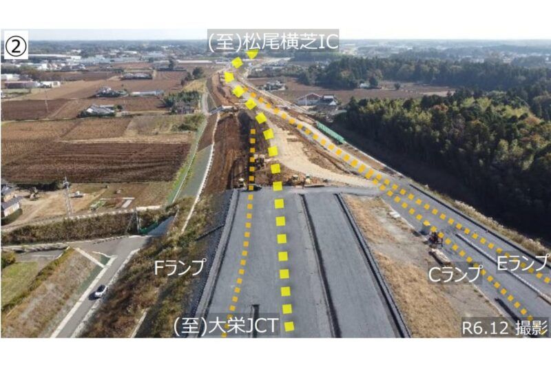 圏央道千葉路段將於「2026年度全線通車」！ 打通斷點後，從神奈川前往「成田機場」的交通將大幅改善！ 那麼「大栄JCT～松尾橫芝IC的施工進度如何呢？