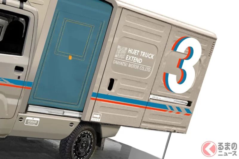 大發首度公開「貨斗會延伸的創新輕型卡車」！  採用劃時代的「滑動式延長貨斗」設計，空間超寬敞！  強悍風格改裝超帥氣的「Hijet Truck Panel Van EXTEND3」於 TAS26 亮相