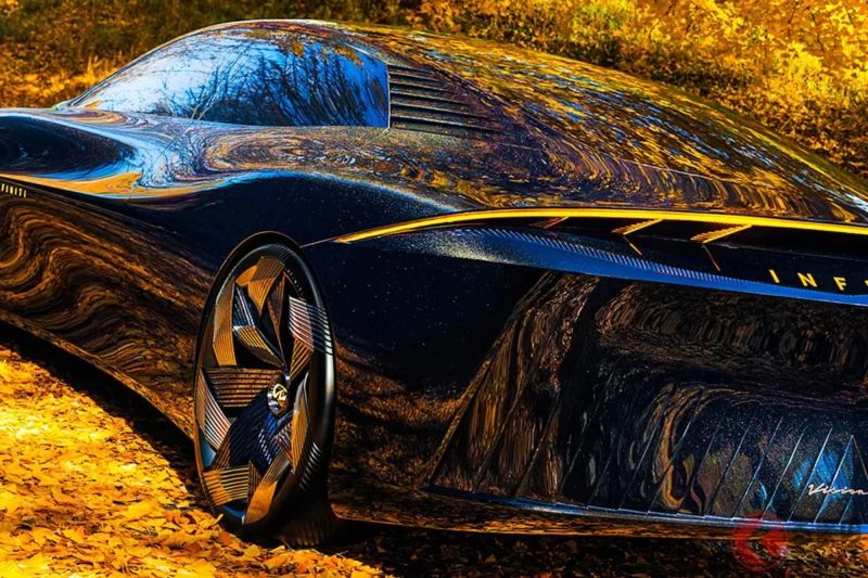 日產「新型 Skyline」！？設計美到不行的超帥「四門房車」到底是什麼來頭？時尚藍 × 金色點綴的高級車款「Vision Qe」究竟是何方神聖