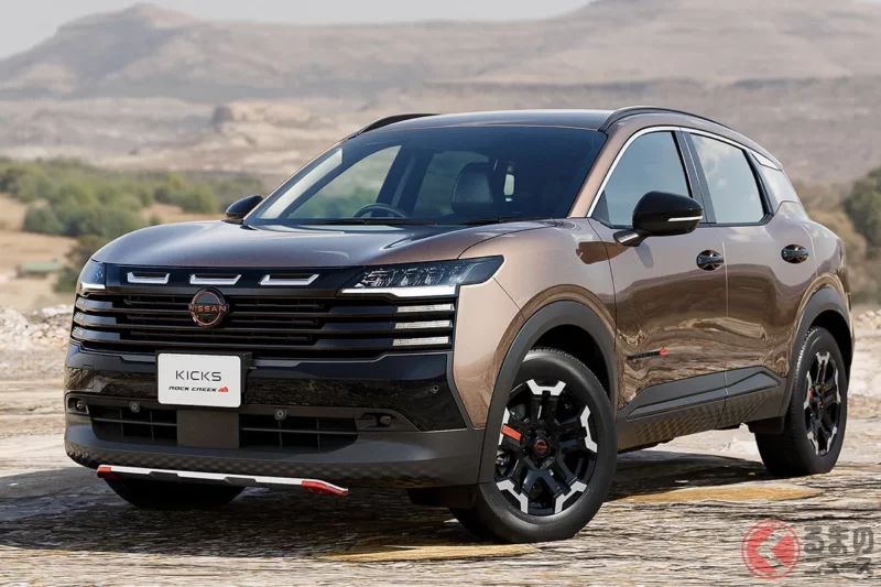 約400萬日圓！ 日產「新型5人座硬派SUV」即將上市！ 採用強調強悍感的「黑色車頭」×「越野應對」規格！ 搭配鮮明「熾熱橘色」點綴也很有魅力的「新型Kicks」另一版本「ROCK CREEK」改裝車，預計今年夏季發表！